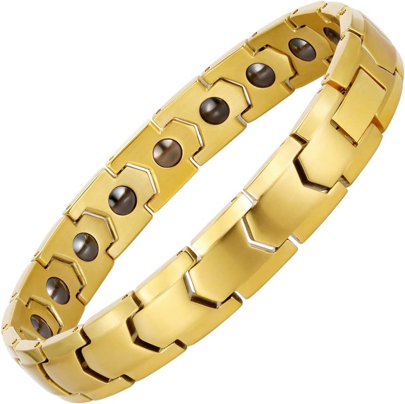 PUJANE Magnetic Hematite Bracelets for Men Women 316L Stainless Steel Power Balance Energy Magnets Stones Bracelet Jewelry Gift with Adjustment Tool - Image 1
